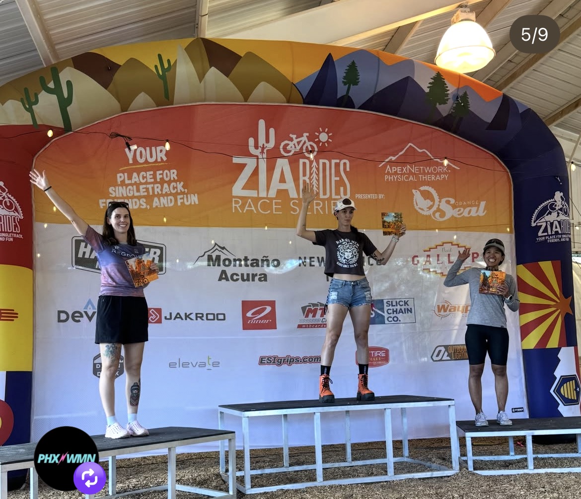 Regroup rider on the Pinewood Showdown podium