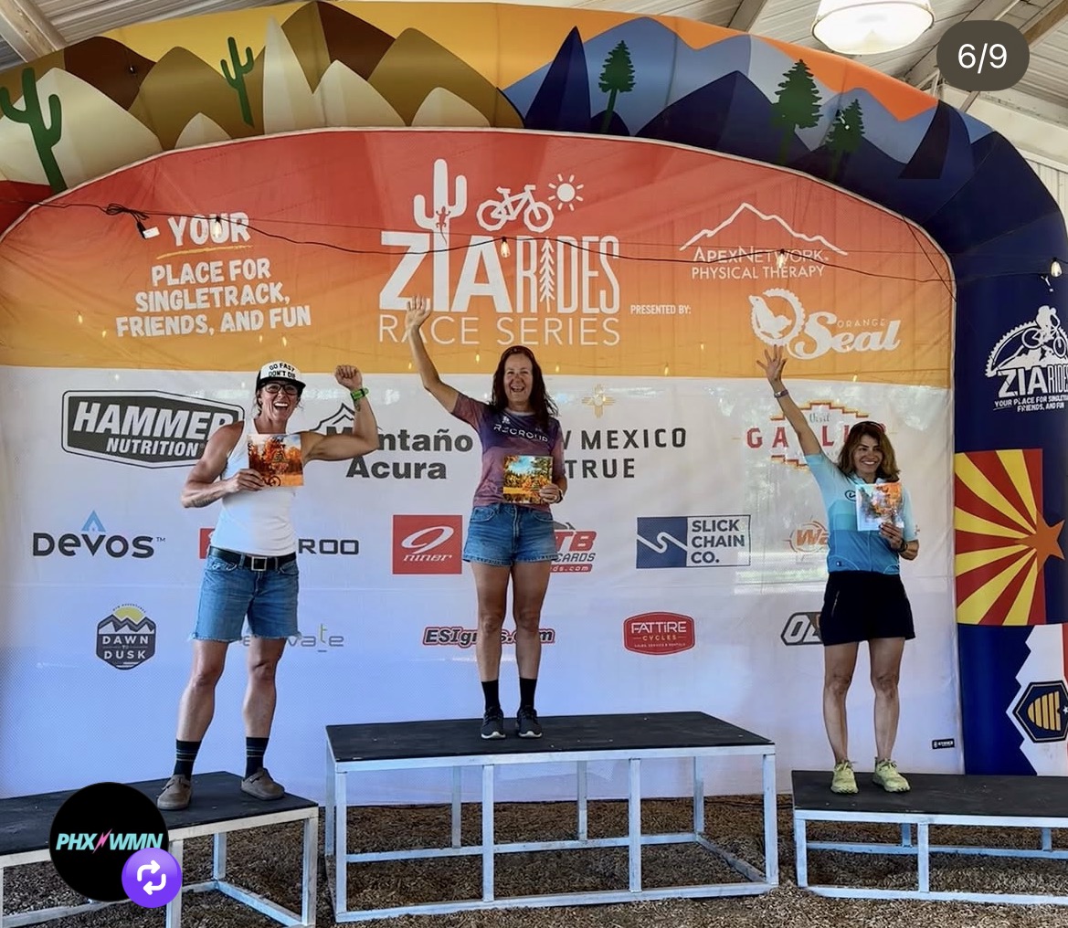 Regroup rider celebrating an age-group podium