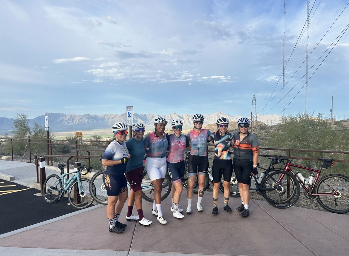 Women cyclists gathering during Silent Sunday