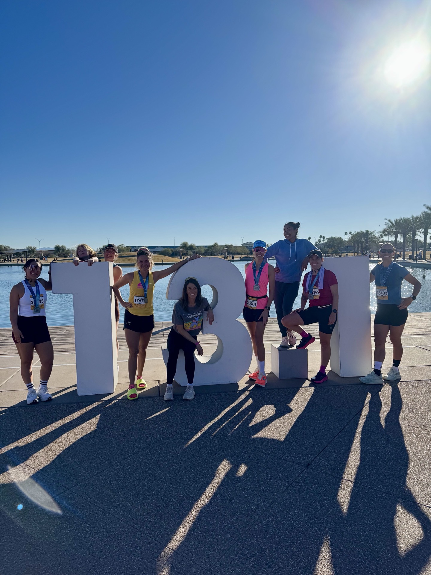 Mesa Half Marathon - the gang at the 13.1 sign